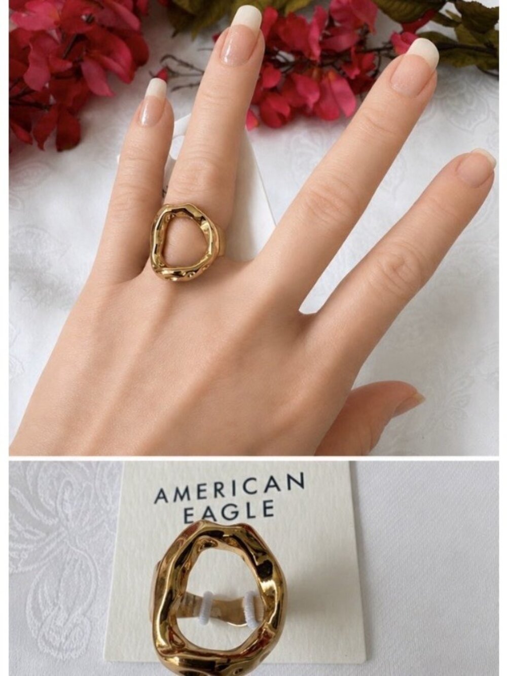 American Eagle Ring Chunky Open Wide Band SIZE 7 Women's Ring Goldtone NEW